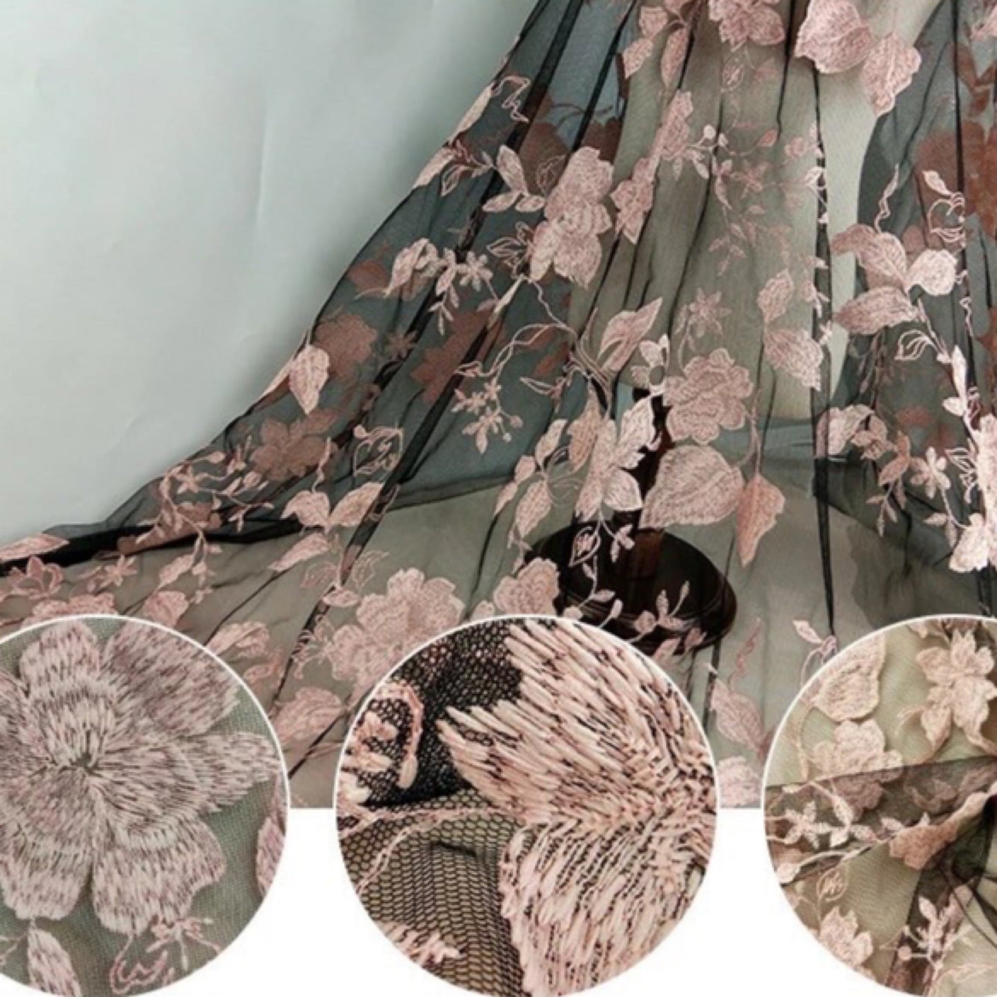 Cover Flores sobre tul negro ♡
