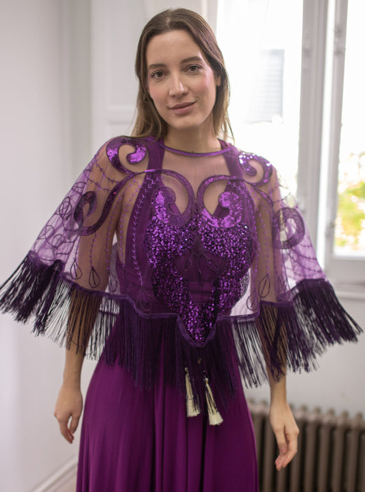 Poncho Flecos Berenjena