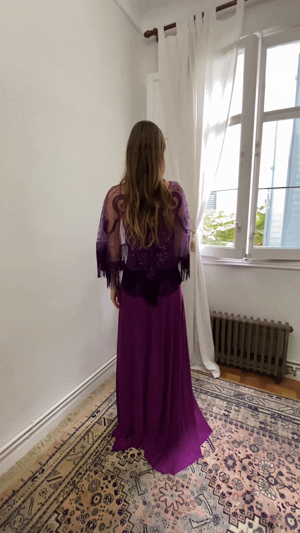 Poncho Flecos Berenjena