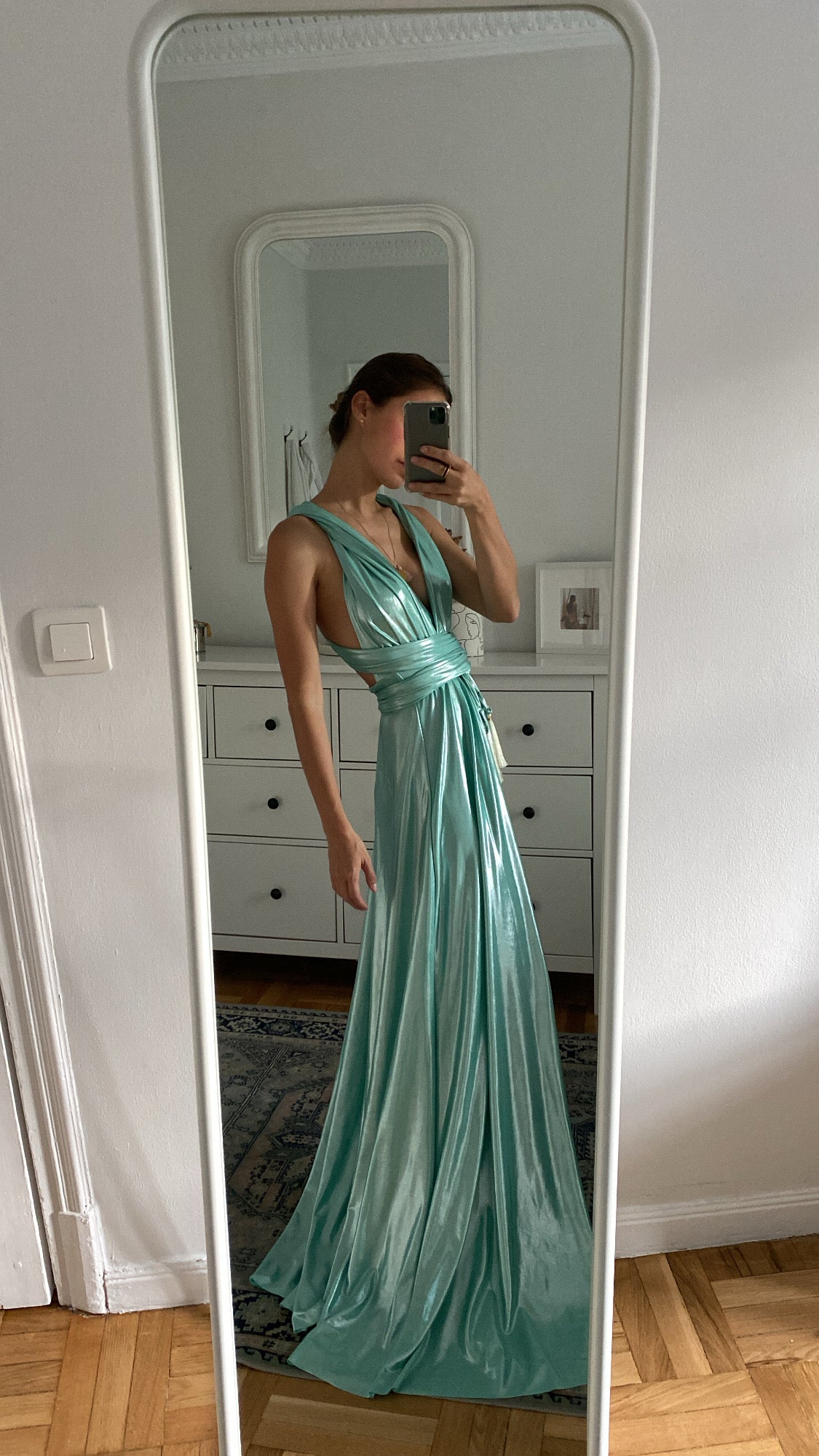 Vestido Infinito Menta Brillo Especial