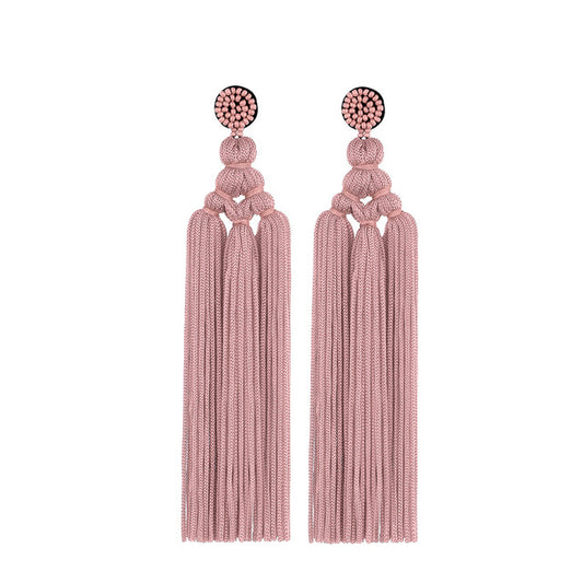 Earring de Pompones Rosa Viejo