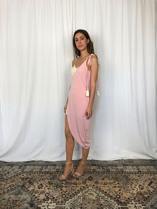 Vestido Doble Midi Rosa 83