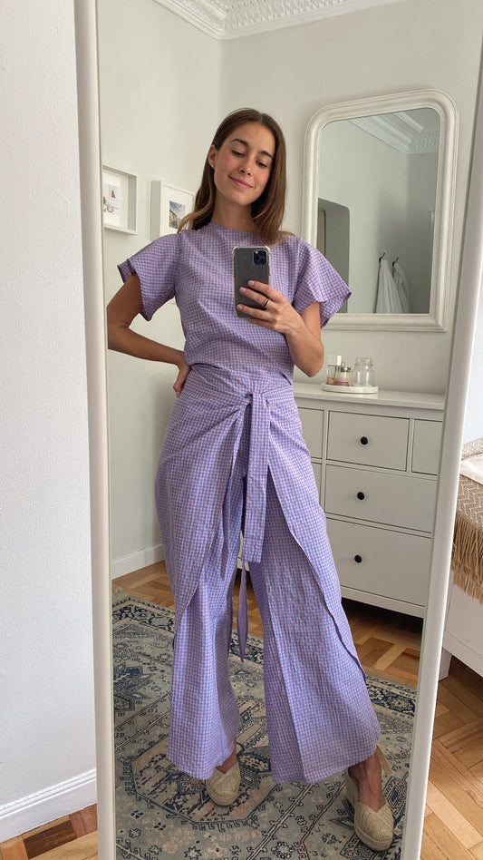 Hedera Pant Midi Vichy Rosa & Azul