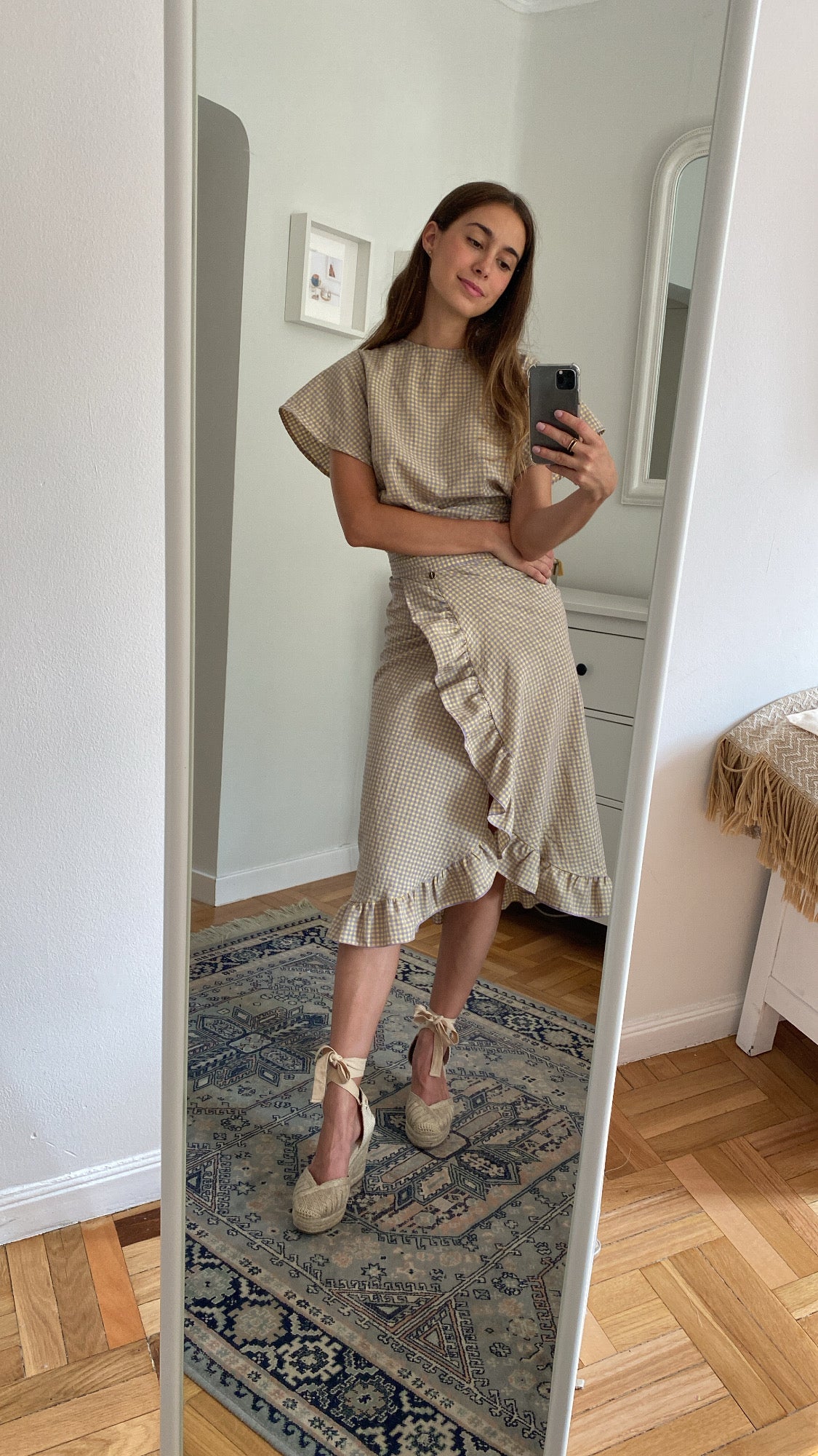 Falda Wrap Faralados Vichy Lila & Amarillo