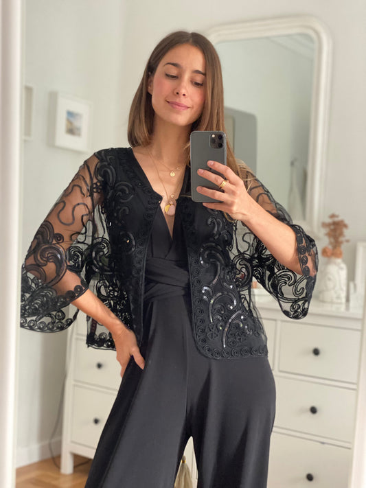 PV Bolero Bordado Negro