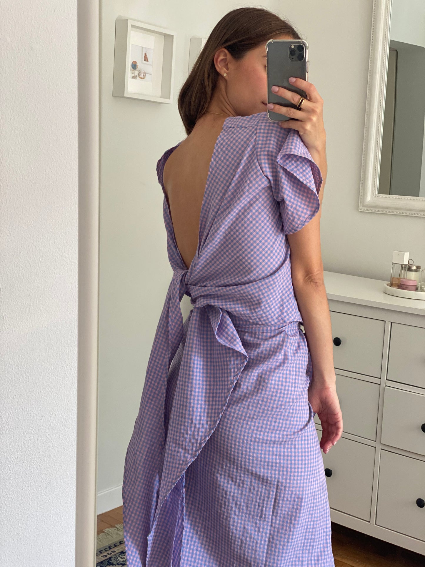 Blusa Wrap Vichy Rosa & Azul