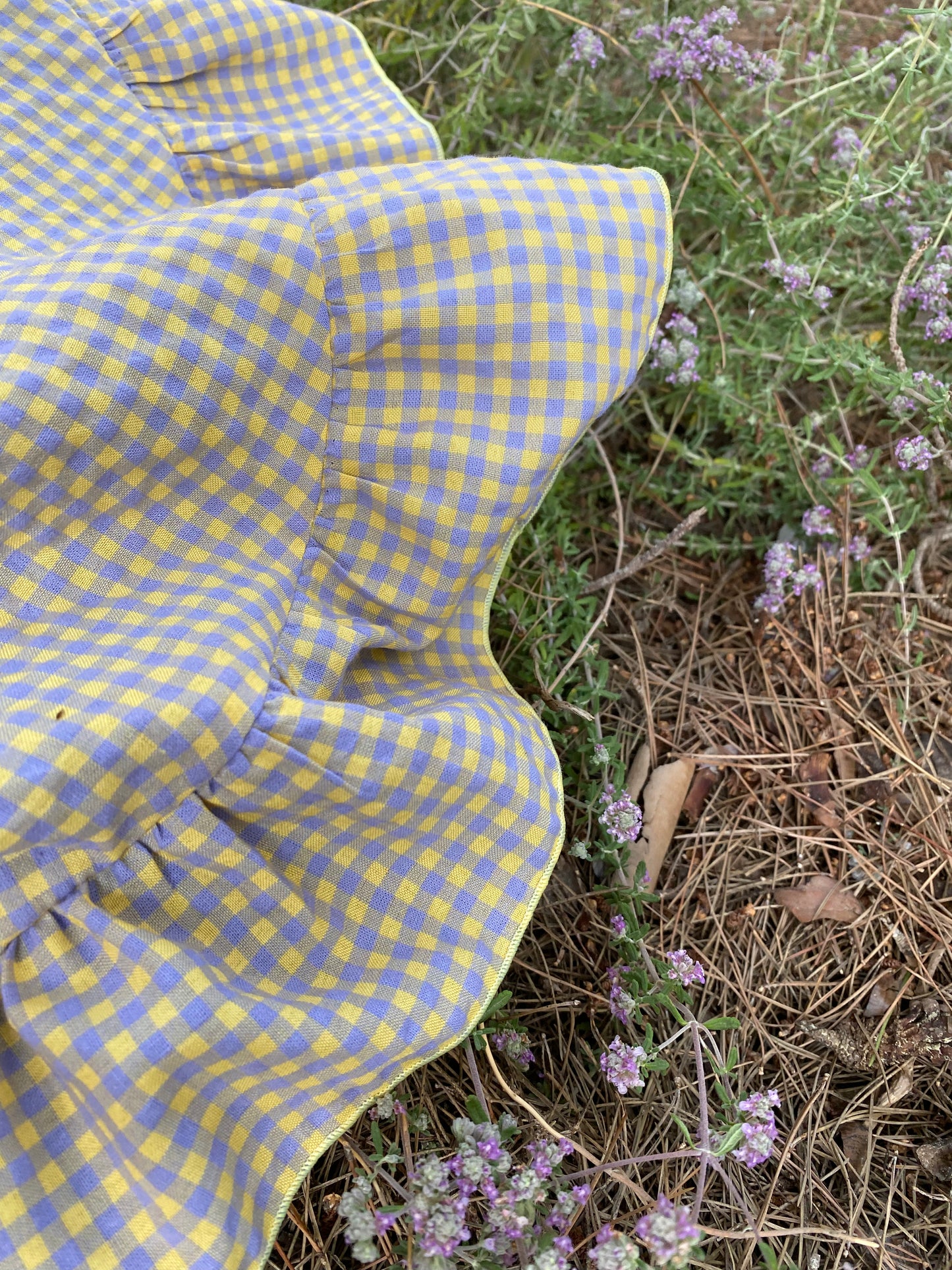 Falda Wrap Faralados Vichy Lila & Amarillo